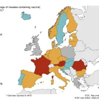 Vaccination coverage for the second dose of measles-containing vaccine by country, 2017, WHO, EU/EEA countries