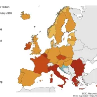 Measles notification rate per million population by country, 1 March 2017 – 28 February 2018, EUEEA countries