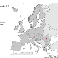 Distribution of measles deaths by country, Jan 2017–December 2017, EU/EEA countries