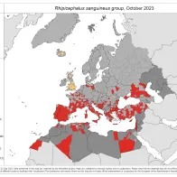Rhipicephalus sanguineus - current known distribution: October 2023