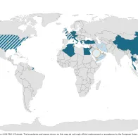 Geographical distribution of confirmed cases of MERS-CoV by reporting country, April 2012 - June 2026