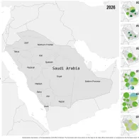 Geographical distribution of confirmed cases of MERS in Saudi Arabia by probable region of infection and exposure, with dates of onset from January 2014 to January 2026