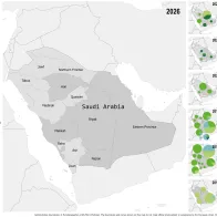 Geographical distribution of confirmed cases of MERS in Saudi Arabia by probable region of infection and exposure, with dates of onset from January 2014 to March 2026