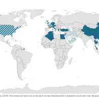 Geographical distribution of confirmed cases of MERS by reporting country, April 2012 to March 2026