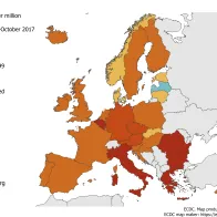 Measles notification rate per million population by country, 1 November 2016 - 31 October 2017 EU/EEA countries