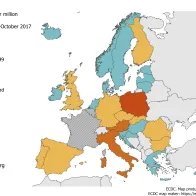 Rubella notification rate per million population by country, 1 November 2016 - 31 October 2017 EU/EEA countries