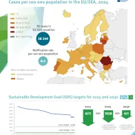 TB incidence per 100000 population and deaths notification in the EU/EEA, 2024