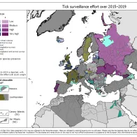 Tick surveillance effort over 2015–2019