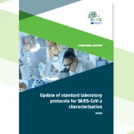 Cover of the report: "Update of standard laboratory protocols for SARS-CoV-2 characterisation"