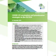 Cover of the report: COVID-19 vaccination and prioritisation strategies in the EU/EEA
