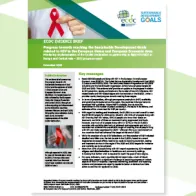 cover of the report: "Progress towards reaching the Sustainable Development Goals related to HIV in the European Union and European Economic Area Monitoring implementation of the Dublin Declaration on partnership to fight HIV/AIDS"