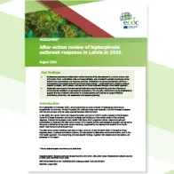 Cover of the report: "After-action review of leptospirosis outbreak response in Latvia in 2025"