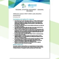 Cover for Regional situation assessment - Seasonal influenza, 2019–2020