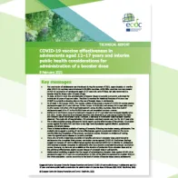 Cover: COVID-19 vaccine effectiveness in adolescents aged 12–17 years and interim public health considerations for administration of a booster dose