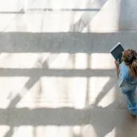 Doctor walking in street