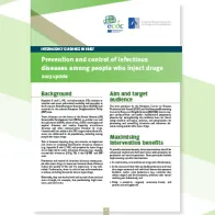 Cover of the report: Prevention and control of infectious diseases among people who inject drugs"