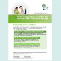 Cover of the Public health guidance in brief on HIV, hepatitis B and C testing in the EU/EEA