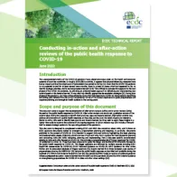 Cover of the technical report: Conducting in-action and after-action reviews of the public health response to COVID-19