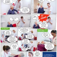 Photo comic poster seasonal influenza vaccination - Sick patient