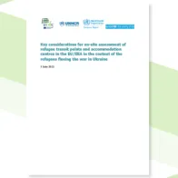 Cover of the report: "Key considerations for on-site assessment of refugee transit points and accommodation centres in the EU/EEA in the context of the refugees fleeing the war in Ukraine!