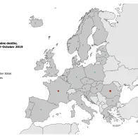 Number of measles deaths by country EU/EEA, November 2018 - October 2019
