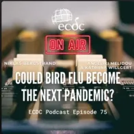 Cover of the podcast: "ECDC: on Air - Episode 75 - A. Melidou & K. Wilgert - Could Bird Flu Become The Next Pandemic?"