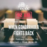 Cover of the podcast: " ECDC: on Air - Episode 78 - Risk Wire - Otilia Mårdh - When Gonorrhoea Fights Back"