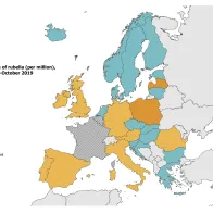 Rubella notification rate, from November 2018 to October 2019