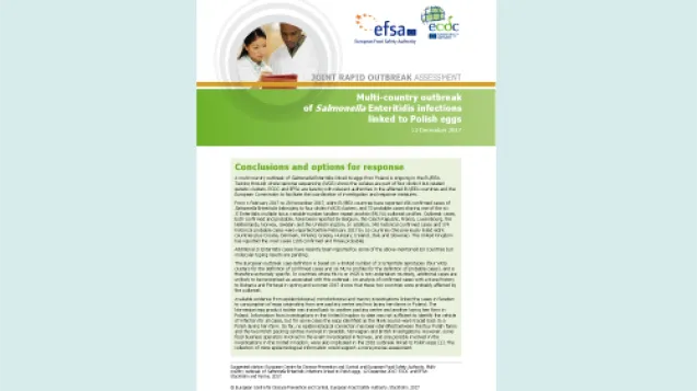 Cover of the ROA on Multi-country outbreak of Salmonella Enteritidis infections linked to Polish eggs 