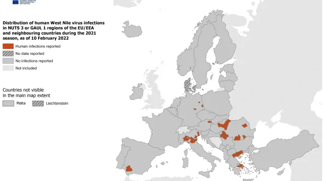 West Nile virus infections, 2021 transmission season