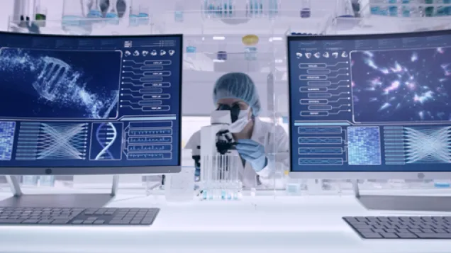 Two screens in laboratory