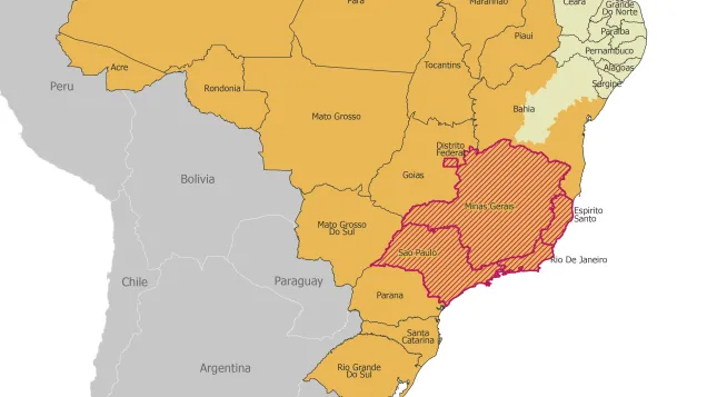 Yellow fever risk areas in Brazil, as of 28 November 2019