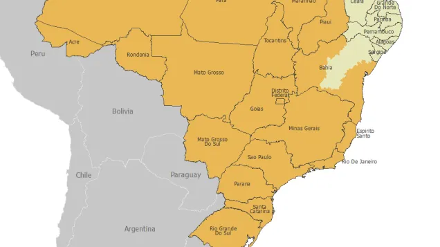 Yellow fever risk areas in Brazil, as of 30 January 2019