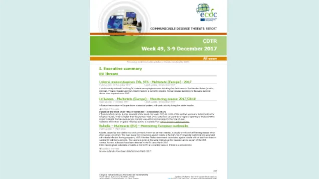 Cover of the CDTR, 9 December 2017