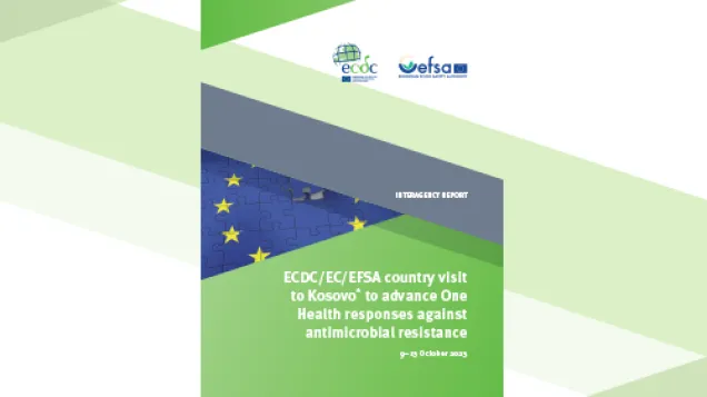 Cover of the report ECDC,EC,EFSA country visit to Kosovo* to advance One Health responses against antimicrobial resistance, October 2023