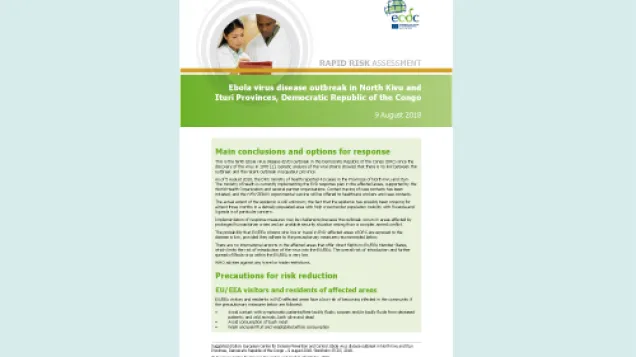 Cover for RRA - Ebola virus disease outbreak in North Kivu and Ituri Provinces, Democratic Republic of the Congo