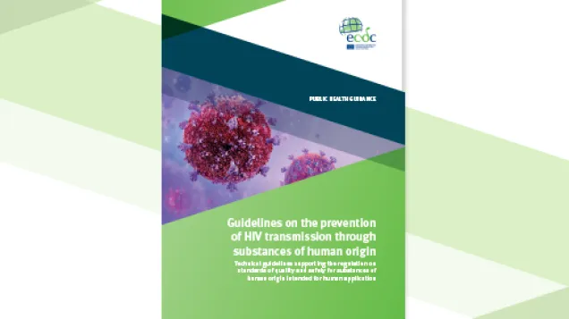 Cover of the report: "Guidelines on the prevention of HIV transmission through substances of human origin"
