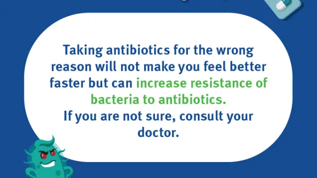 Social media card: don't take antibiotics for the wrong reasons