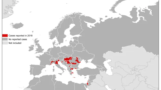 West Nile fever in Europe in 2018 - human cases; updated 24 August