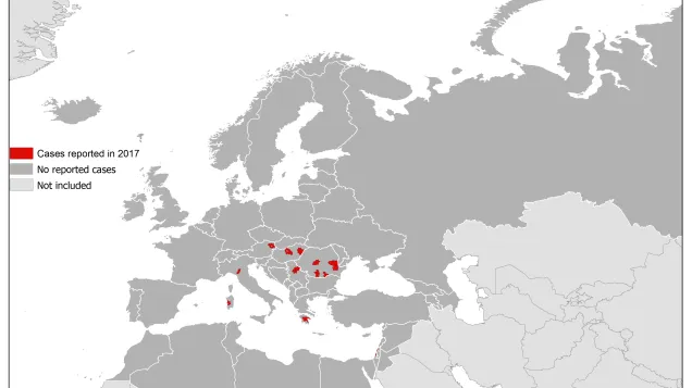 West Nile fever in Europe in 2017; updated 25 August