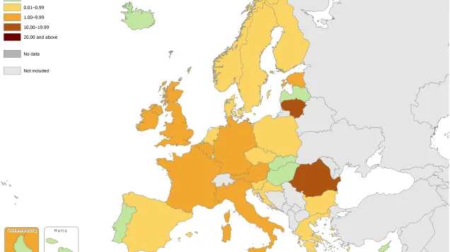 Measles notification rate, July 2015 to June 2016