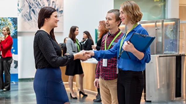 Visitors received at the reception at ECDC