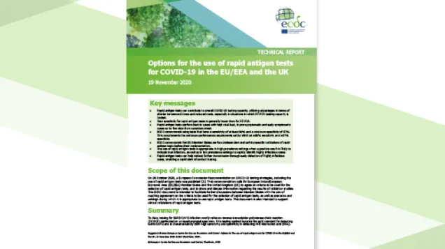 cover: Options for the use of rapid antigen tests for COVID-19 in the EU/EEA and the UK