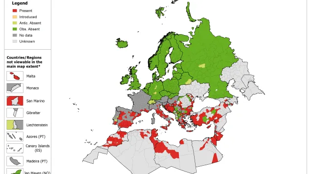 Phlebotomus papatasi - current known distribution: May 2018