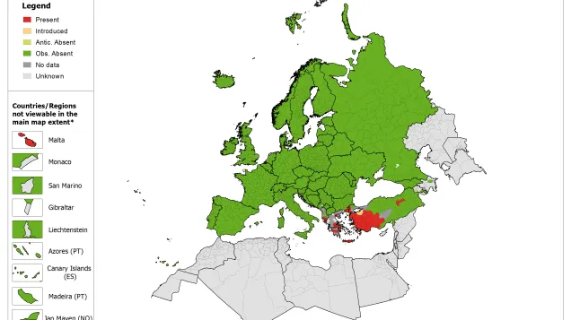Phlebotomus similis - current known distribution: May 2018