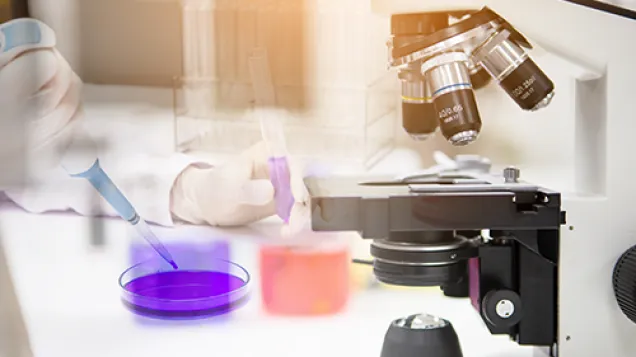 Microscope in a laboratory