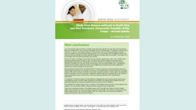 Cover of the RRA on Ebola in DRC, December 2018