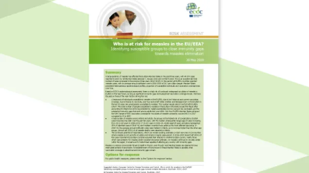 Cover of the RRA on measles in the EU/EEA May 2019