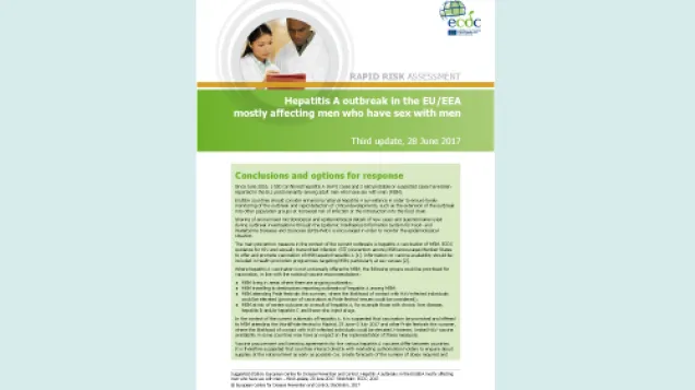 Cover of the RRA on hepatitis A outbreak in the EU/EEA