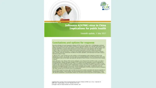 Cover of the RRA on A(H7N9) in China - 7th update